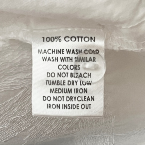 Anthropologie Calligraphie White Linen Embroidered Sequin Top Size L Cropped - Picture 6 of 10